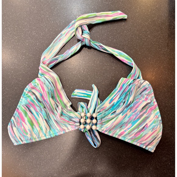 Mossimo Other - Mossimo Bikini Top S Multicolor Abstract Halter Hardware Detail Beach Pool Boho